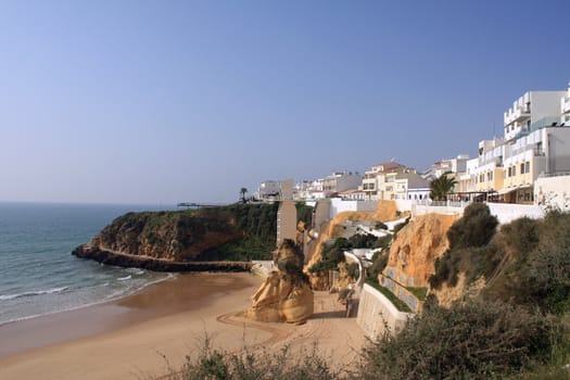 Beach of Albufeira, which is situtated in the region of touristic Algarve in the south coast of Portugal.