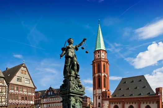 Statue of Lady Justice in Frankfurt's central square