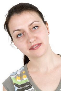 romantic beautiful woman on a white background