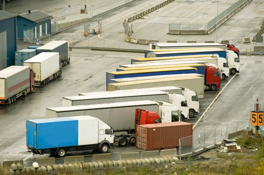 Delivery car in cargo terminal in Stockholm port, Sweden.