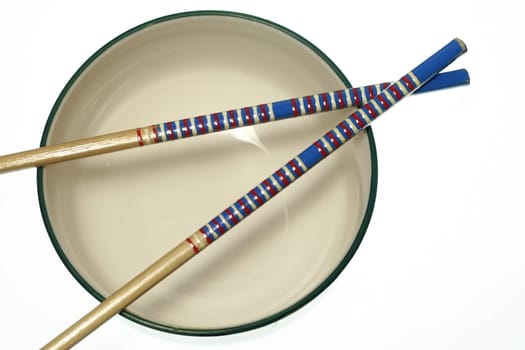 Korean Chopstick with bowl in a white background