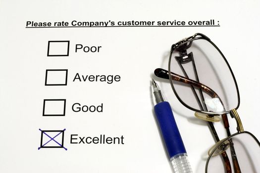 Company Customer Service concept with tick on excellent