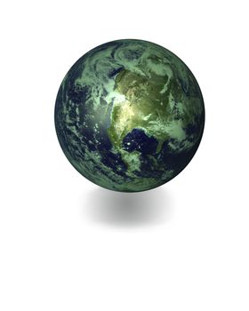 Earth Globe over white background with shadow