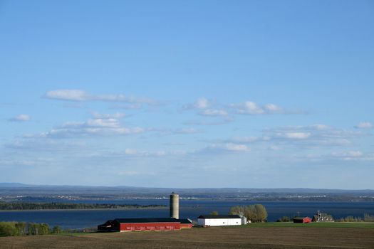 Rural landscape - farmland in spring (Quebec, Canada).
