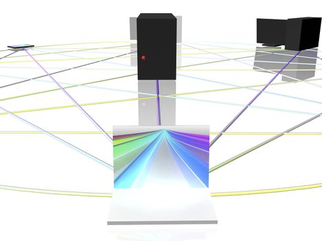 Conceptual computer network in circle