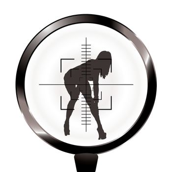 Sexy woman in rifle target and sight in silhouette