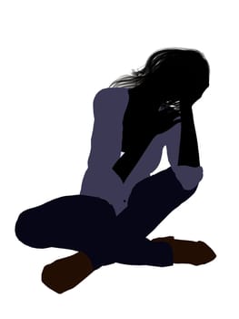 Casual dressed female silhouette on a white background