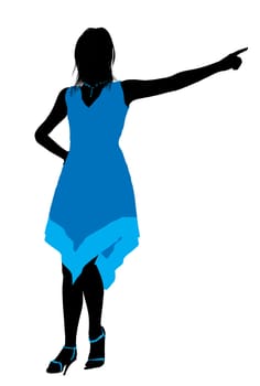 Fashionaly dressed female silhouette on a white background