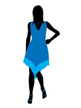 Fashionaly dressed female silhouette on a white background