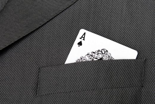 Card Suit - Ace Of Spades Gambling Card In A Suit Jacket Pocket