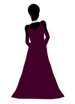 African american cinderella illustration silhouette on a white background
