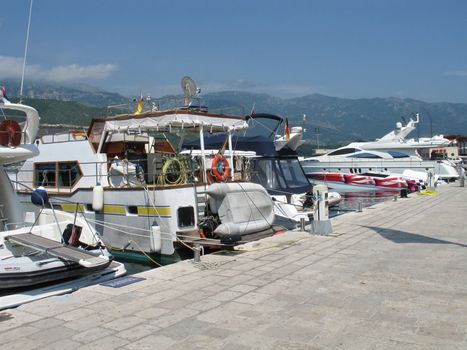 Yacht in Budva marina, Montenegro