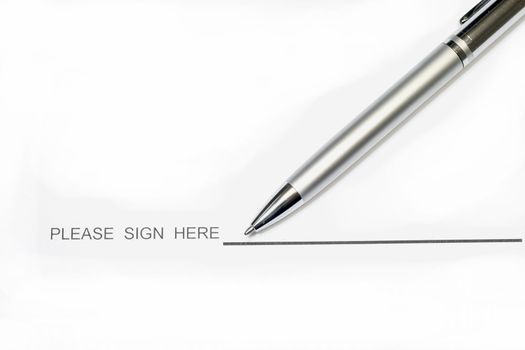 Please sign here asking for signature with pen