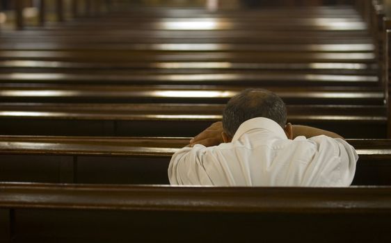 Prayer alone in a church in Istanbul