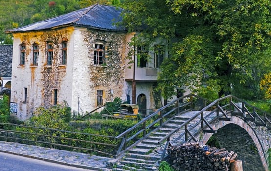 Old Bulgarian village in the Rodopy mountains 