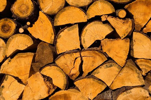 Close up on wood in Bulgarian village 