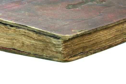 detail from old bible isolated on white background religious concepts