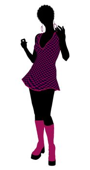 African American go go dancer silhouette on a white background