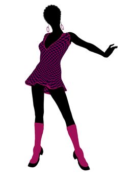 African American go go dancer silhouette on a white background