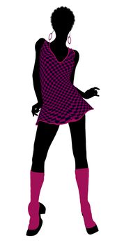 African American go go dancer silhouette on a white background
