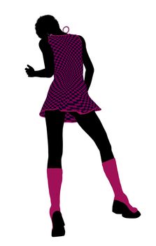 African American go go dancer silhouette on a white background