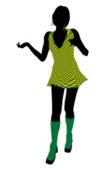Go go dancer silhouette on a white background