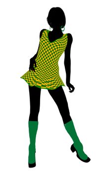 Go go dancer silhouette on a white background