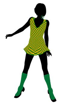 Go go dancer silhouette on a white background