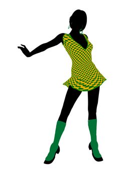 Go go dancer silhouette on a white background