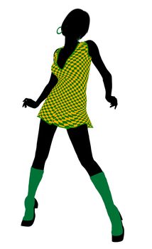 Go go dancer silhouette on a white background