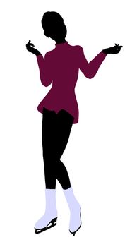 Female Ice Skater illustration silhouette on a white background