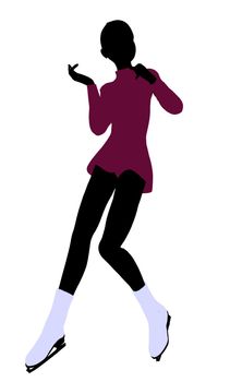 Female Ice Skater illustration silhouette on a white background