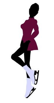 Female Ice Skater illustration silhouette on a white background