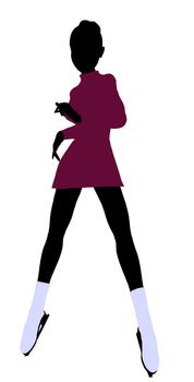 Female Ice Skater illustration silhouette on a white background