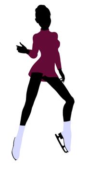 Female Ice Skater illustration silhouette on a white background