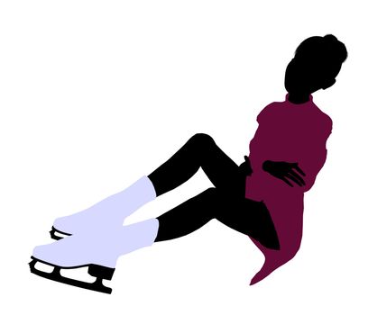 Female Ice Skater illustration silhouette on a white background