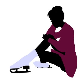 Female Ice Skater illustration silhouette on a white background