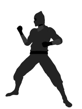 Male ninja silhouette illustration on a white background