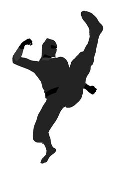 Male ninja silhouette illustration on a white background