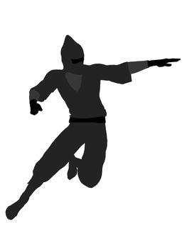 Male ninja silhouette illustration on a white background