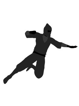 Male ninja silhouette illustration on a white background