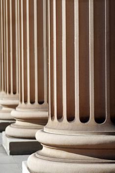 Classical Sandstone Columns In A Row, Pillars, Architecture