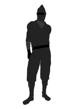 Male ninja silhouette illustration on a white background