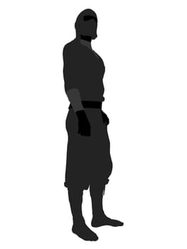 Male ninja silhouette illustration on a white background