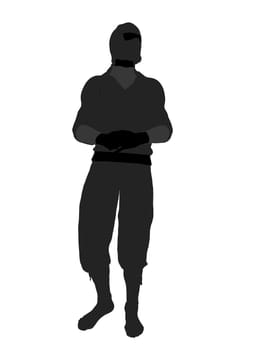 Male ninja silhouette illustration on a white background