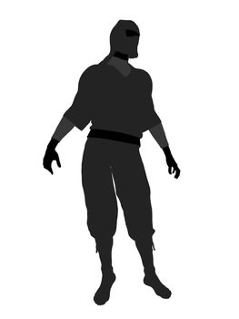 Male ninja silhouette illustration on a white background
