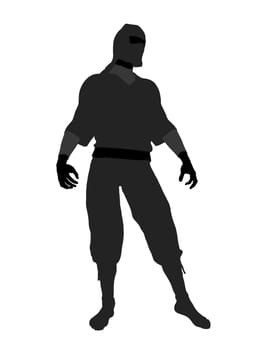 Male ninja silhouette illustration on a white background