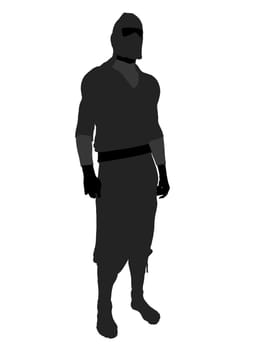 Male ninja silhouette illustration on a white background