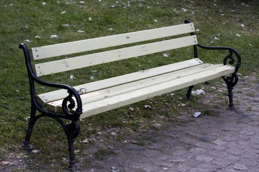 wooden bench in a park