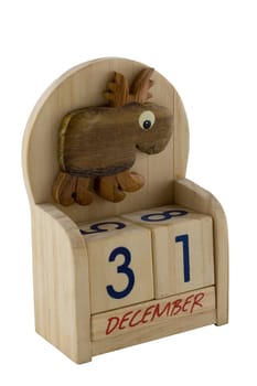 wooden calendar with deer - new year